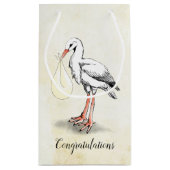 Ooievaar Baby shower GIft Bag (Neutraal) Klein Cadeauzakje (Achterkant)