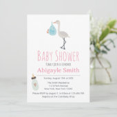 Ooievaar Baby shower Invitation - Het is een jonge Kaart (Staand voorkant)