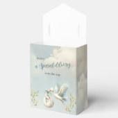 Ooievaar Baby shower Jongen Blauw  Tent Favor Box Bedankdoosjes (Geopend)