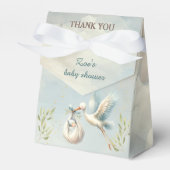 Ooievaar Baby shower Jongen Blauw  Tent Favor Box Bedankdoosjes (Voorkant Zijde)