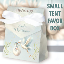 Ooievaar Baby shower Jongen Blauw  Tent Favor Box Bedankdoosjes
