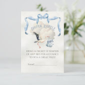 Ooievaar Baby shower Lint Boog Luier Raffle Kaart (Staand voorkant)