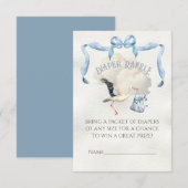 Ooievaar Baby shower Lint Boog Luier Raffle Kaart (Voorkant / Achterkant)