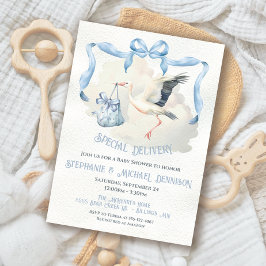 Ooievaar Baby shower Lint Bow Speciale Levering Kaart
