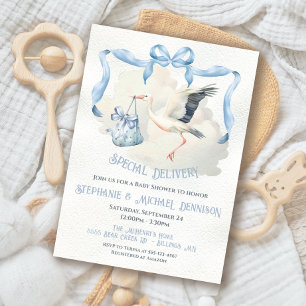 Ooievaar Baby shower Lint Bow Speciale Levering Kaart