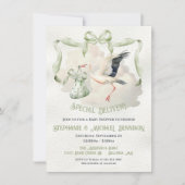 Ooievaar Baby shower Lint Bow Speciale Levering Kaart (Voorkant)