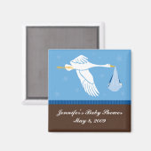 Ooievaar Baby shower Magneet - Blauw/Bruin (Voorkant / Achterkant)