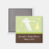 Ooievaar Baby shower Magneet - Groen/Bruin (Voorkant / Achterkant)