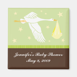 Ooievaar Baby shower Magneet - Groen/Bruin