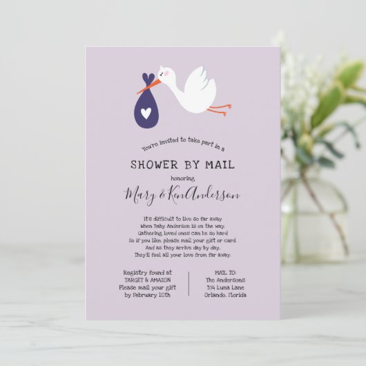 Ooievaar Baby Shower per Post Kaart (Staand voorkant)