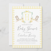 Ooievaar Baby shower Preppy Gingham Neutral Yellow Kaart