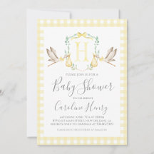 Ooievaar Baby shower Preppy Gingham Neutral Yellow