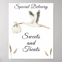 ooievaar baby shower - snoepjes en lekkernijen
