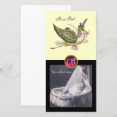 OOIEVAAR BABY SHOWER VIERKANT MONOGRAM ruby roomkl Aankondiging (Voorkant / Achterkant)