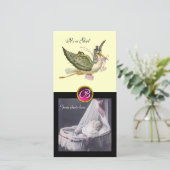 OOIEVAAR BABY SHOWER VIERKANT MONOGRAM ruby roomkl Aankondiging (Staand voorkant)