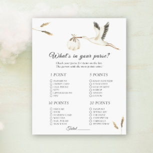 Ooievaar baby shower - Wat zit er in je tas spel