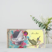 OOIEVAAR BABYSHOWER INITIALEN ,rood,wit Aankondiging (Staand voorkant)