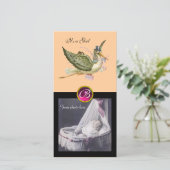 OOIEVAAR BABYSHOWER VIERKANTE MONOGRAM ruby Aankondiging (Staand voorkant)