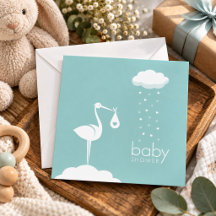 Ooievaar bezorging jongen baby shower uitnodiging