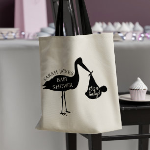 Ooievaar Bezorging Ouder Naam Baby Shower Boodscha Tote Bag