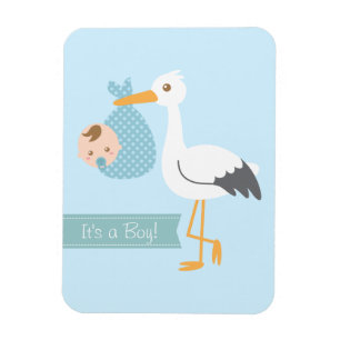 Ooievaar Bezorging Schattige Baby Jongen Shower Fe Magneet