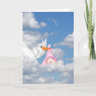 Ooievaar Bezorgkaart voor Baby Meisje Kaart