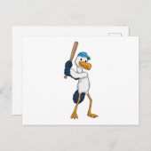 Ooievaar bij honkbal met honkbalknuppel briefkaart (Voorkant / Achterkant)