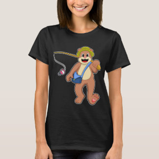 Ooievaar bij vissen met hengel t-shirt