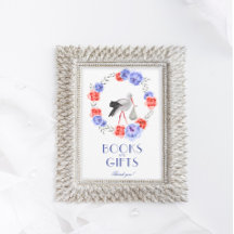 Ooievaar Blauw Rode Bloem Baby Shower Tafelbord Ui