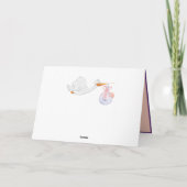 Ooievaar brengt meisje Geboorteaankondigingskaart  Kaart (Achterkant)