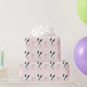 Ooievaar Design Baby Shower Cadeaupapier