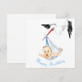 Ooievaar die Baby Grappige Verjaardag Kaart dragen (Voorkant / Achterkant)