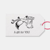 ooievaar die een Baby levert #1 Cadeaulabel (Voorkant (Horizontaal))