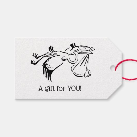  ooievaar die een Baby levert #1 Cadeaulabel (Voorkant (Horizontaal))