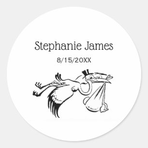 ooievaar die een Baby levert #1 Ronde Sticker
