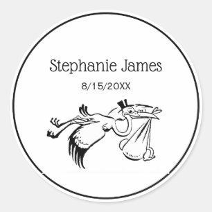 ooievaar die een Baby levert #1 Ronde Sticker