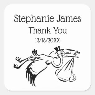 ooievaar die een Baby levert #1 Vierkante Sticker