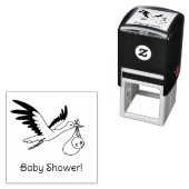 Ooievaar Draagt Bundel Baby Shower Zelfinktende Stempel (In situ)