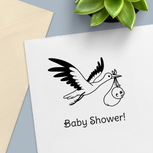 Ooievaar Draagt Bundel Baby Shower Zelfinktende Stempel