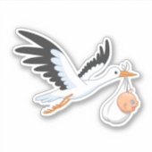 Ooievaar draagt een Baby Sticker (Voorkant)