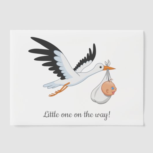 ooievaar dragend Baby showers inzetstuk Vellum Uitnodigingen (Voorkant)