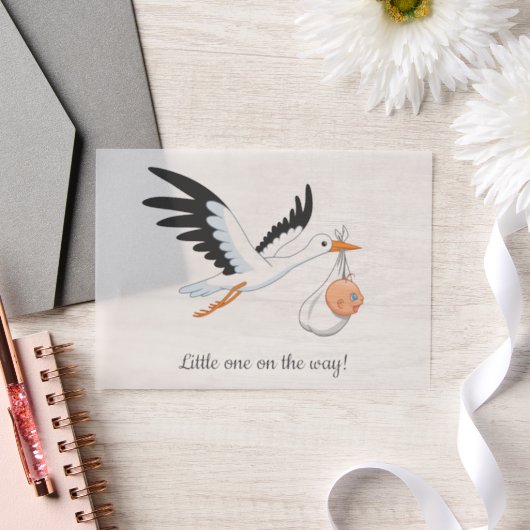 ooievaar dragend Baby showers inzetstuk Vellum Uitnodigingen (Huwelijk)