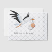 ooievaar dragend Baby showers inzetstuk Vellum Uitnodigingen (Offset (Uitnodiging))