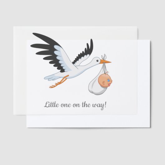 ooievaar dragend Baby showers inzetstuk Vellum Uitnodigingen (Offset)