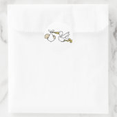 Ooievaar en baby Cartoon Schattigee Geboorte Aanko Ronde Sticker (Tas)