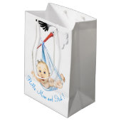 Ooievaar en Baby Grappige Gift Bag - Custom Text Medium Cadeauzakje (Achterkant Gekanteld)