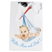 Ooievaar en Baby Grappige Gift Bag - Custom Text Medium Cadeauzakje (Achterkant)