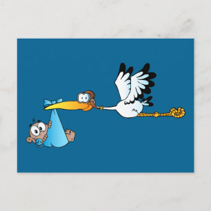 Ooievaar en Baby Jongen Afrikaans-Amerikaans Briefkaart