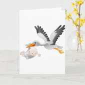 ooievaar en baby kaart (Gele Bloem)