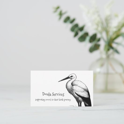 ooievaar en Baby op weegschaal doula of vroedvrouw Visitekaartje (Staand voorkant)
